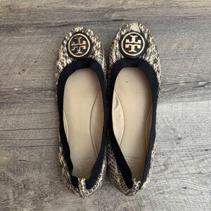Tory Burch Caroline snake skin flats